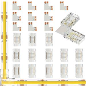 TEMU 8mm 2핀 COB LED 스트립 라이트 커넥터 - 쉬운 설치, 솔더링 필요 없음, 폴리시드 메탈 피니시, 내구성 있는 플라스틱 구조, 주변 조명, 조명 액세서리, 근접 연결에 이상적