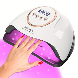 TEMU LED 네일 폴리쉬 램프 (젤 네일 폴리쉬 건조용), 66개의 LED, 4개의 타이머 및 메모리 기능이 있는 네일 드라이어, LCD 디스플레이 장착, 네일 아트 도구.