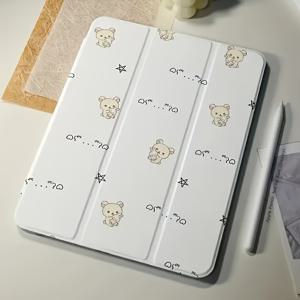 TEMU 귀여운 곰 Y-폴드 케이스 for Apple iPad 9 Protective Cover 2021 지원, 세워서 사용 가능한 태블릿 쉘, iPad 7/8/.2인치 Cartoon Air 5 펜슬 슬롯, 12.9 2020 Transparent Drop M3 /11 A16 호환