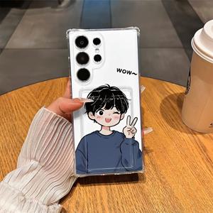 TEMU 커플 스타일 고급 패턴 투명한 부드러운 폰 케이스, 카드 슬롯, 충격 방지 및 드롭 방지 보호 커버, 삼성 A54/A53/A52 (A52S와 호환 가능)/A34 (5G)/A14 (5G)/S21/S22/S23/S23+/S23U 및 S24 시리즈 A15/A35 (5G)/A55 (5G)/A25 (5G) 최신 S25 시리즈 A16/A36/A56.