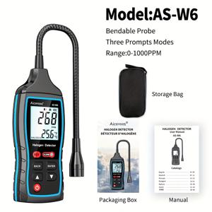 TEMU 에이스보스 디지털 할로겐 가스 감지기 0-1000PPM R22/R32/R134용 - HVAC 냉동 공구, 구부릴 수 있는 260mm 프로브, 고감도 3가지 모드, 블루/블랙 (배터리 미포함), 냉매 모니터링, 에어컨 누출 탐지, 사용자 친화적 디자인, 내구성 있는 구조