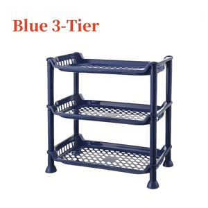 TEMU 1개 2/3단 플라스틱 데스크탑 정리함 - 홀로우 디자인, 공간절약형 수직 보관대 (메이크업, 양념, 문구용) - 스탠딩 컴팩트 주방 & 욕실 필수품 보관 바구니, 대용량 멀티퍼퍼스 선반, 데스크탑 선반, 멀티티어 랙, 향수 정리함