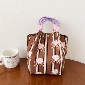 TEMU 여성용 새 니트 핸드백 귀여운 대용량 링 버클 끈 조임 캐주얼 접이식 3D 자석 버킷 백|스트링백팩