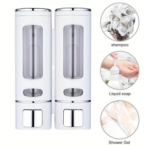 TEMU 샴푸 및 컨디셔너 디스펜서 벽걸이 2개 세트, 푸시버튼 비누 디스펜서 화이트, 호텔 및 가정용 욕실 샤워 펌프 분배기
