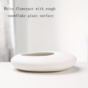 TEMU 1개 모던 오벌 세라믹 돈나무 화분 - 구멍 없는 디자인, 실내/야외용, 녹슬지 않는 다육식물 & 허브 플랜터, 사무실 책상 및 홈 데코, 정원용 - 블랙 & 화이트