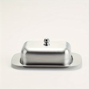 TEMU 밀라야 스테인리스 버터 & 빵 상자 - 브러시드 메탈 마감, 5.27인치 컴팩트 주방 보관 용기, 크리스마스, 할로윈, 하누카, 부활절, 아버지의 날 선물, 홈 오거나이제이션, 현대적인 주방용품, 내구성 있는 구조, 홈 데코, 정돈된 가정을 위한