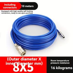 TEMU 1개 고압 에어 컴프레서 호스, PU 샌드블라스팅 재질, 퀵 커넥트 커플링 장착 - 내구성 좋은 TPU 직조 원단, 길이 65.6피트, 유연성과 내마모성 있는 공압 공구에 적합