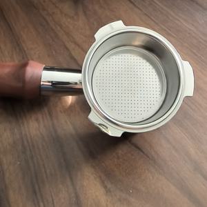 TEMU 1개 바텀리스 포터필터/커피 추출기/식품용 304 스테인리스 스틸/51mm 내경 3-러그/로즈우드 핸들/고밀도 필터/분리 및 세척 가능/돈림 커피 메이커 호환