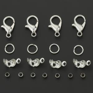 TEMU 350개 랍스터 클라스프/오프닝 점프 링/팩 버클/포지셔닝 비드 키트, 50개의 랍스터 클라스프, 100개의 점프 링, 100개의 양쪽 끝 캡 및 100개의 포지셔닝 비드 포함, 주얼리 액세서리용, 펜던트 목걸이 마감 클립, 팔찌 발찌 커넥터, 장식 비즈, 스페이서 비즈, 오프닝 서클 연결 링, 프레스-핏 헤드 비드, 폰 체인 키체인 제작 재료