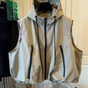 TEMU 후드 드로스트링 루즈 캐주얼 조끼