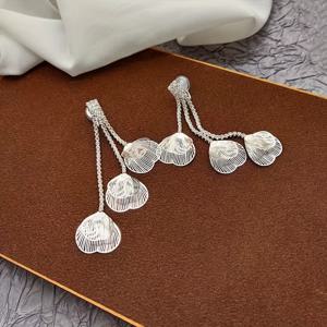 TEMU 스타일리시하고 우아한 페어리 스타일 반짝이는 라인스톤 홀로우 펠트 디자인 롱 태슬 이어 커프, 피어싱 필요 없음|피어싱