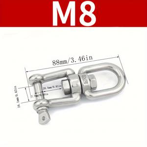 TEMU 360° 회전 아이 버클 체인 후크, 3가지 사이즈 M6M8M10 선택 가능, 304 스테인리스 스틸, 해먹 및 포치 스윙용 분리형 - 내식성 강한 하중 지지 다목적 도구