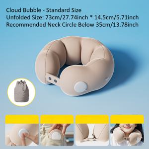 TEMU 1개 U자형 여행용 목베개 및 보관 가방 포함 - 압축식 디자인, 컴팩트 & 휴대용 에르고노믹 지지대 (비행기, 사무실, 차량, 가정용) - 샴페인 색상, 100% 무독성 소재, 스타일리시한 여행 액세서리, 부드러운 질감 커버