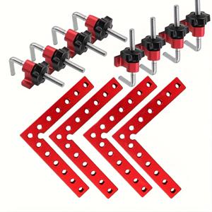 TEMU 4pcs 세트 140mm 정밀 알루미늄 합금 목공용 90° 직각 클램프, 목수 고정 장치, 조인트 보드 포지셔닝 및 클램핑 도구를 위한 90도 L자형 보조 지그