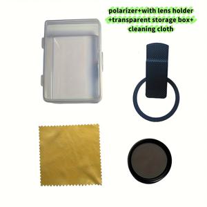 TEMU 휴대폰용 2인치 대형 회전형 편광 필터 (렌즈 홀더, 투명 보관 상자, 클리닝 천 포함). 유리 물 표면을 반사하고 휴대 기기 렌즈 필터 역할을 하도록 설계되었습니다.|핸드폰거치대|휴대폰거치대
