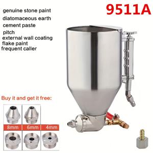 TEMU 9511 스프레이 건, 4mm/6mm/8mm 노즐 포함, 3500ml 스테인리스 페인트 버킷 - 실내외용 및 방염페인트 등 고농도 페인트 분사에 적합