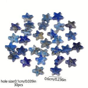 TEMU TTUIJI 30개 6mm 별 모양 빈티지 블루 스톤 비즈 - 라피스라줄리 & 인도석 아게이트 스페이서 비즈, 주얼리 만들기용 DIY 목걸이 팔찌 공예, 공예가를 위한 독특한 선물, 보석 제작용 비즈
