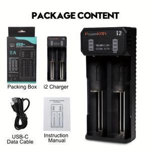 TEMU PowerKAN 배터리 충전기, USB Type-C 입력 지원, 2A 고속 충전 가능, 1.2V NiMH AA AAA 및 3.7V Li-ion 18650 26650 21700 배터리 충전용, 가정 필수 전자 소비품 액세서리, 편리한 충전기