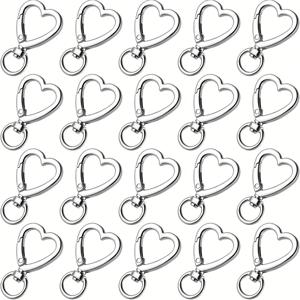 TEMU 20개 키체인 창의적인 디자인 하트 모양 회전식 메탈 스프링 클립 로브스터 걸쇠 분리형 키체인 대량 키체인 끈 지갑 제작