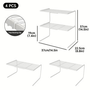 TEMU 4개입 고강도 메탈 옷장 정리 선반 다단 수납 - 공간 절약형 수직 옷장 정리대, 오픈 선반, 튼튼한 메탈 프레임, 침실, 옷장, 가정 정리용 - 간편한 조립, 옷장 정리 및 수납