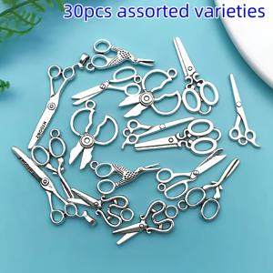 TEMU 30pcs 고전적인 은색 합금 가위 장식, DIY 액세서리, 목걸이, 귀걸이, 보석 만들기 장식, 가족과 친구에게 완벽한 선물