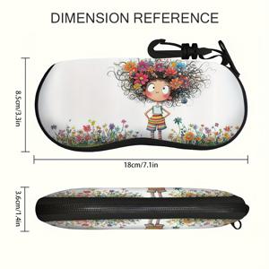 TEMU 1개 스타일리시하고 기능성 귀여운 꽃 아트 프린트 안경 케이스 - 2D 평면 인쇄 내구성 디자인, 생동감 있는 플로랄 패턴, 친구 & 가족을 위한 완벽한 선물, 귀여운 안경 케이스, 재미있는 디자인, 고품질 공예