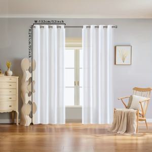 TEMU 2개 세트 화이트 필터링 커튼 - 메탈 링 포함, 반투명 프라이버시 패널, 거실/침실/사무실용 창문 커튼 - 쉬운 설치 모던 홈 데코, 스타일, 시스루 원단, 홈 장식