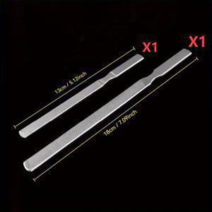 TEMU 2pcs 이중면 스테인레스 스틸 네일 파일 - 정밀한 모양과 광택을 위한 텍스처드 표면, 살롱 및 가정용으로 내구성이 뛰어난 매니큐어 도구, 미세한 모래 디자인, 네일 케어 액세서리, 정밀한 네일 케어, 세련된 금속 마감, 고품질 마감