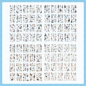 TEMU 80장/4권 - 로맨틱 걸 일러스트 스티커 세트: 러브, 캐주얼 , 애프터눈 티, 펫 테마 PET 고품질 다이어리 콜라지 (한국-유럽 스타일 패턴) DIY 물병, 스크랩북, 카드 만들기, 소품 선물, 백팩용|다이어리|카드스티커