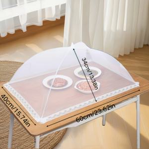 TEMU 1pc 흰색 메쉬 식품 커버 텐트 - 팝업 우산 스타일, 식품을 보호하는 방충기 주방 보관 커버, 요리, 바베큐, 파티에 이상적, 야외 피크닉, 피크닉 필수품|장식용 테이블 커버|방충기 커버