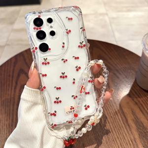 TEMU 폰 케이스: 갤럭시 S25 울트라 케이스 S24 FE 호환 A56/A16 A15 케이스 S24/S24 울트라 귀여운 A25 크림 패턴 A54/A55-5G/A13-4G/S25 투명 비즈 핸드 스트랩 S22/S22 울트라/S23 신선한 A36/S25 체인 A05S/S21/A26/A53 랜야드 A35/A34/A24/S21 투명 체리 케이스