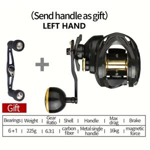 TEMU 크릭문 TDC30 베이트캐스팅 낚시릴 - 헤비듀티 16kg 최대 드래그, 6.3:1 기어비, 카본 파이버 바디 & 스풀 소금물/바다 낚시릴, 오른손잡이용 핸들, 베이트캐스터 및 라인과 호환 가능|낚시대