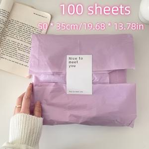 TEMU 100장의 연보라색 얇은 종이, 20 * 14인치 선물 포장지, 봄과 여름에 적합한 결혼식, 휴일 선물, 생일 선물 포장, 꽃다발 포장, 선물 가방 채우기 및 파티 선물용