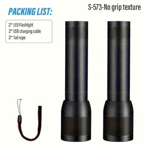 TEMU 2개 핸드헬드 휴대용 LED 플래시 라이트, USB 충전식 야외 스피커, 줌 기능이 있는 휴대용 캠핑 라이트, 캠핑, 하이킹, 작업 등에 적합