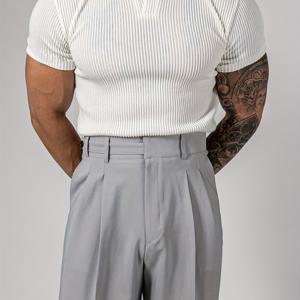 TEMU Shule Water OBM의 새로운 슬림핏, 신축성, 통기성, 다용도 헨리 셔츠는 리벳 디자인으로 여름 스포츠 및 캐주얼 웨어에 완벽하며, V넥 디자인을 특징으로 합니다.