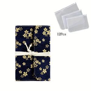 TEMU ONBAGLST-1 세트 A6 원형 뜨개질 바늘 보관 가방, 휴대용 원형 바늘 보관 가방, 천 노트북, 다기능 보관 및 정리 가방, 12개의 투명 지퍼 포켓 포함, 코바늘 보관 가방|파우치