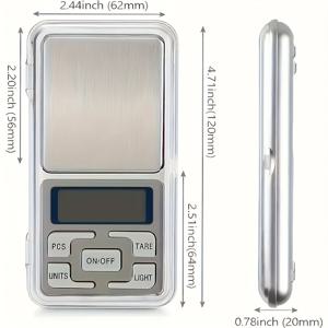TEMU 휴대용 포켓 저울 - 500g/0.01g 정밀 미니 전자저울, 0.01g 정확도, 보석 무게 측정에 적합, 배터리 미포함