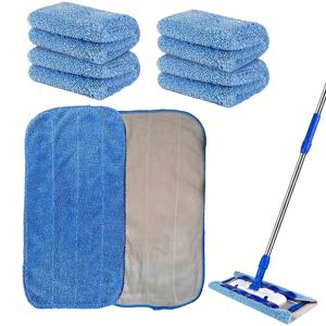 TEMU MR SIGA 호환용 4개 세트 대형 청소 패드 - 빠른 건조 & 무흔적, 재사용 가능 - MR SIGA 걸레와 호환 (4개입), 원목/타일/라미네이트 바닥 청소용, 듀얼텍스처 디자인, 초극세 섬유, 내구성 폴리에스터, 가정용