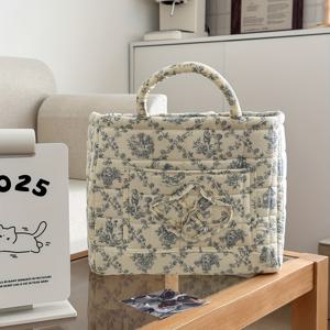 TEMU 빈티지 프렌치 컨트리 위커 바구니 - 꽃무늬 패브릭 커버 대형 접이식 수납함, 오픈탑 옷걸이, 담요 보관함 - 튼튼한 홈 & 오피스 정리용 - 러스틱 프렌치 스타일 접이식 바구니, 선반용 바구니