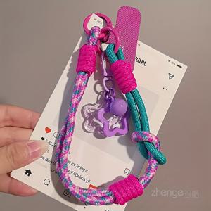 TEMU 여성용 조절 가능한 듀얼 사용 휴대폰 끈 & 손목 스트랩 - 별 장식이 있는 핸드백 스트랩, 폰 케이스 호환 가능, 화려한 색상 (노랑/파랑/분홍/청록/보라/흰색/검정), 휴대폰 매력 스트랩, 여행 액세서리, 유쾌한 디자인, 일상 사용