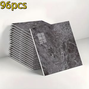 TEMU 48개/96개 빈티지 회색 대리석 타일 벽 스티커, 흰색 모조 세라믹 타일 장식 바닥 스티커, 검은색 벽 장식, 필 앤 스틱 무지 벽지, 욕실, 화장실, 거실 TV 배경 벽 장식에 적합