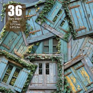 TEMU 36가지 독특한 빈티지 셔터 스크랩북 용지, 장식 용지, 메모리 앨범, 정크 저널, 배경 장식, 카드 제작, 선물 포장, 수제 빈티지 다이어리 배경, 카드 매트 및 기타 시나리오에 적합한 재료 용지
