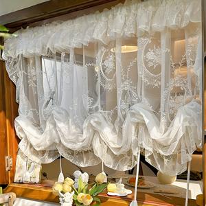 TEMU 1개 꽃 자수 밸런스 로드 포켓 쉬어 커튼 - 100% 폴리에스터 빛 가림 우아한 거실 창문 드레이프, 세탁기 사용 가능 아트 데코, 정교한 자수, 폴리에스터 원단