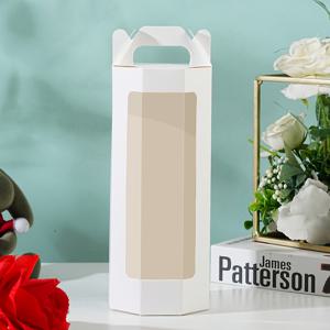 TEMU 10개 세트 팔각형 투명 창문 선물 상자 - 핸들 포함, 화이트 & 핑크 접이식 PVC/종이 디스플레이 케이스 (와인 글라스, 건조 꽃, 캔들용) - 재사용 가능한 휴일 생일 파티 선물 포장, 특별한 날을 위한 스타일리시한 디자인, 튼튼한 구조, 홈