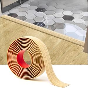 TEMU 자착식 PVC 바닥 이음매 스트립, 우아한 나무결 플라스틱 바닥 칸막이, 안전한 접합 밀봉을 위한 바닥 커버 스트립