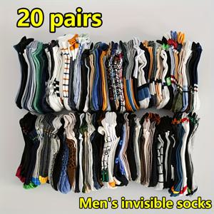 TEMU 20켤레/10켤레 랜덤 남성용 봄 여름 부드럽고 편안한 땀 흡수 양말 - 스포츠 및 캐주얼 착용에 적합, 다양한 트렌디한 여름 남성 양말