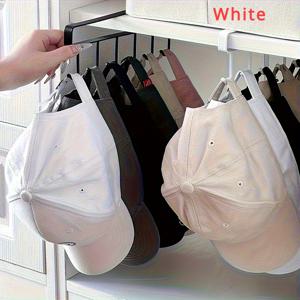 TEMU 1개 벽걸이 모자 보관대 - 모든 종류의 모자를 위한 스틸 6-후크 정리대, 공간 절약형 옷장 & 문 장착, 캡, 모자, 가방 및 소품용 다기능 옷걸이, 세련된 스틸 디자인, 다양한 후크