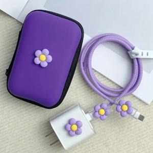 TEMU 6개 컬러풀 충전기 보호 세트 - 귀여운, 내구성 있는 아이폰 18w/20w 충전기, 이어폰, 저장 카드 및 기타 소품용, 컴팩트 & 휴대 가능, 얼룩 방지, 손상 방지, 수명 연장