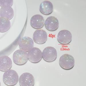 TEMU 40개 10mm 퍼플 스파클러 글리터 여유로운 비즈 - DIY 팔찌, 귀걸이 및 더 많은 반지 만들기 부품으로 사용할 수 있는 둥근 레진 조각품 - 어머니의 날, 친구, 휴일 축하 행사에 이상적인 선물, 조각품 만들기 용품 | 빛나는 비즈 | 부드러운 텍스처, 퍼플 비즈