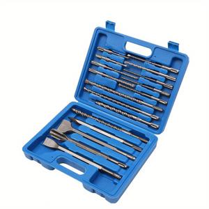 TEMU 콘크리트, 벽돌, 벽돌, 대리석, 그라니트용 SDS-Plus 드릴 비트 세트 17개, 칼날, 탄소강 - 내구성 있는 회전 파이프 드릴 비트, 보관 케이스, 건설 드릴 비트 | 내구성 있는 드릴 비트 | 금속 마감, 드릴 비트 세트